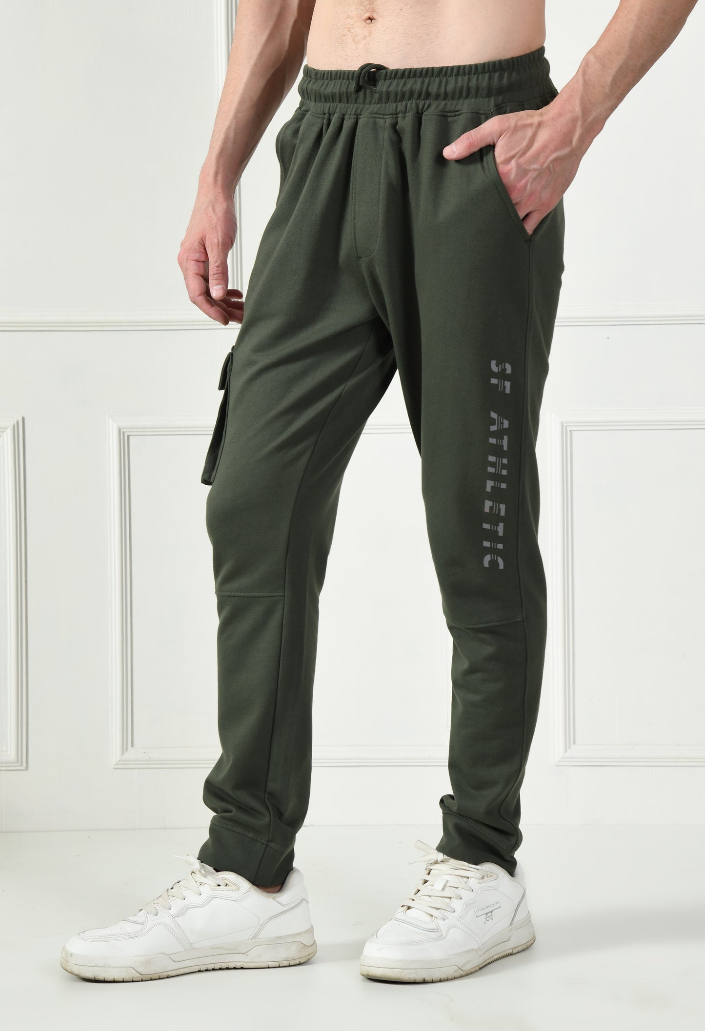 Olive Green Cargo Pant with Reflective Print