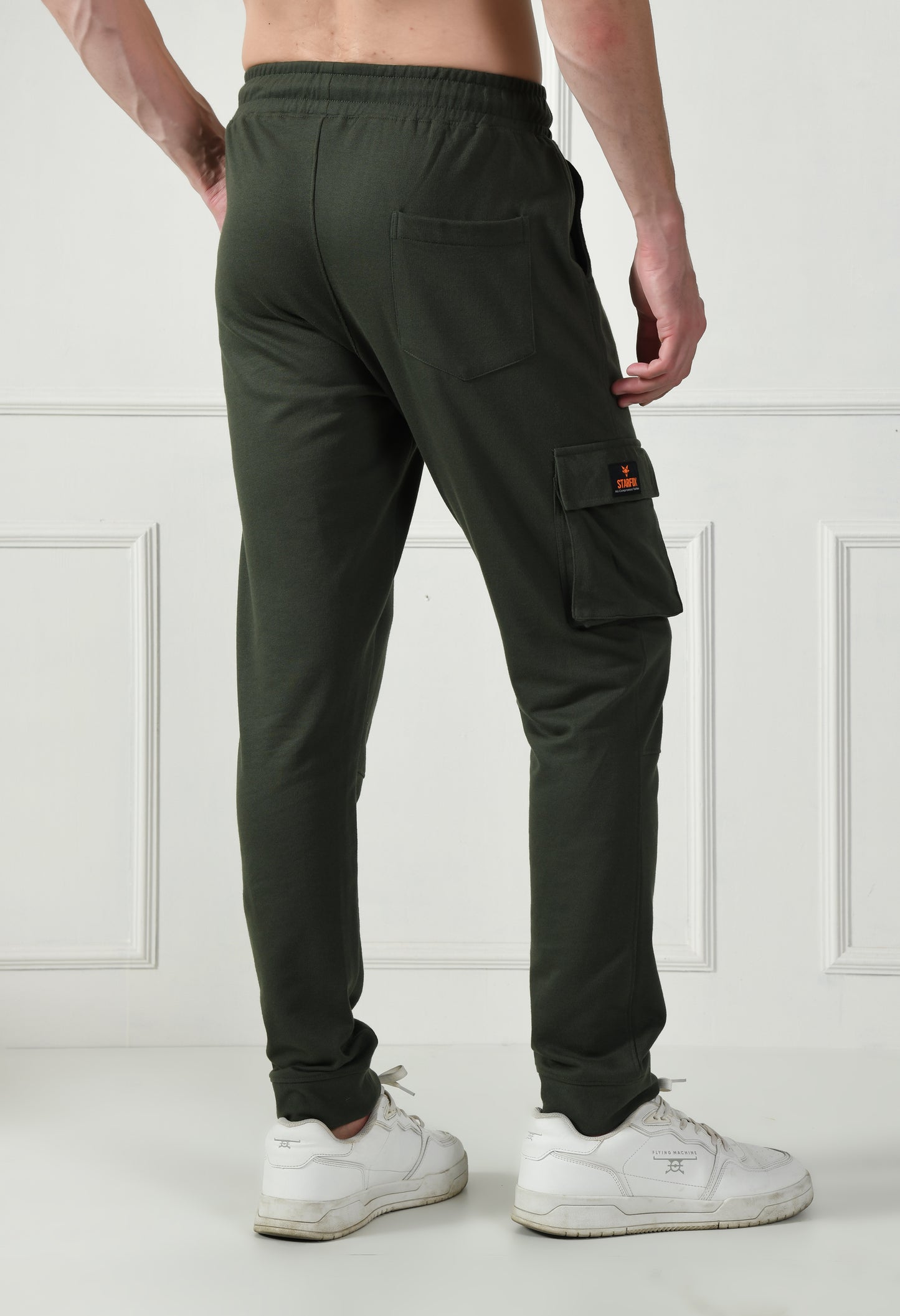 Olive Green Cargo Pant with Reflective Print