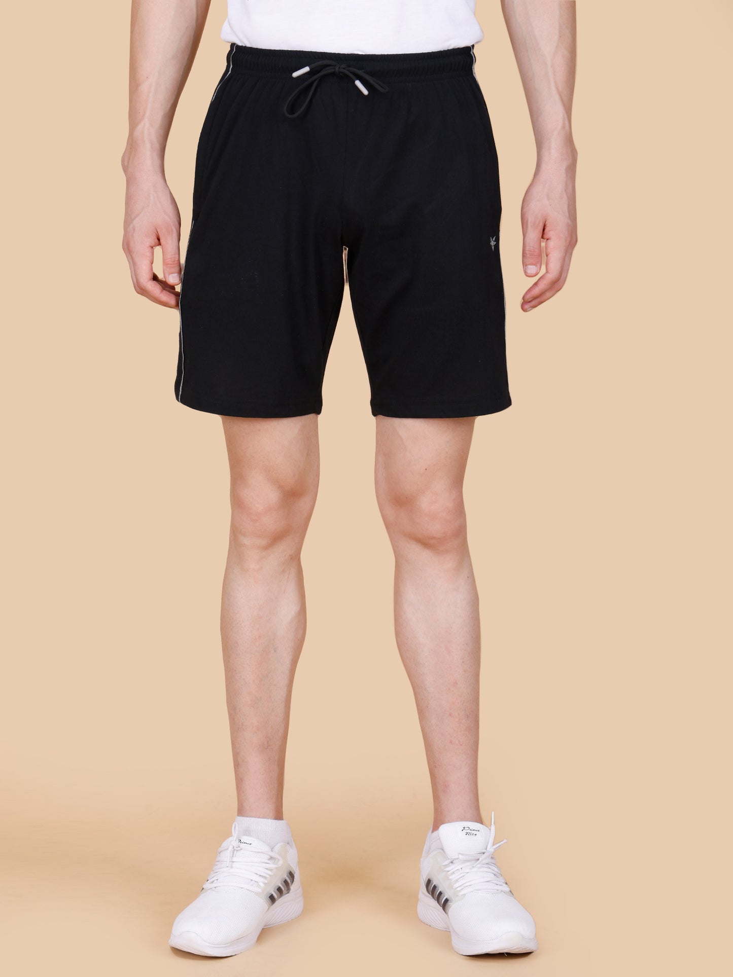 Mens Black Shorts with Contrast Pipping and HD Print