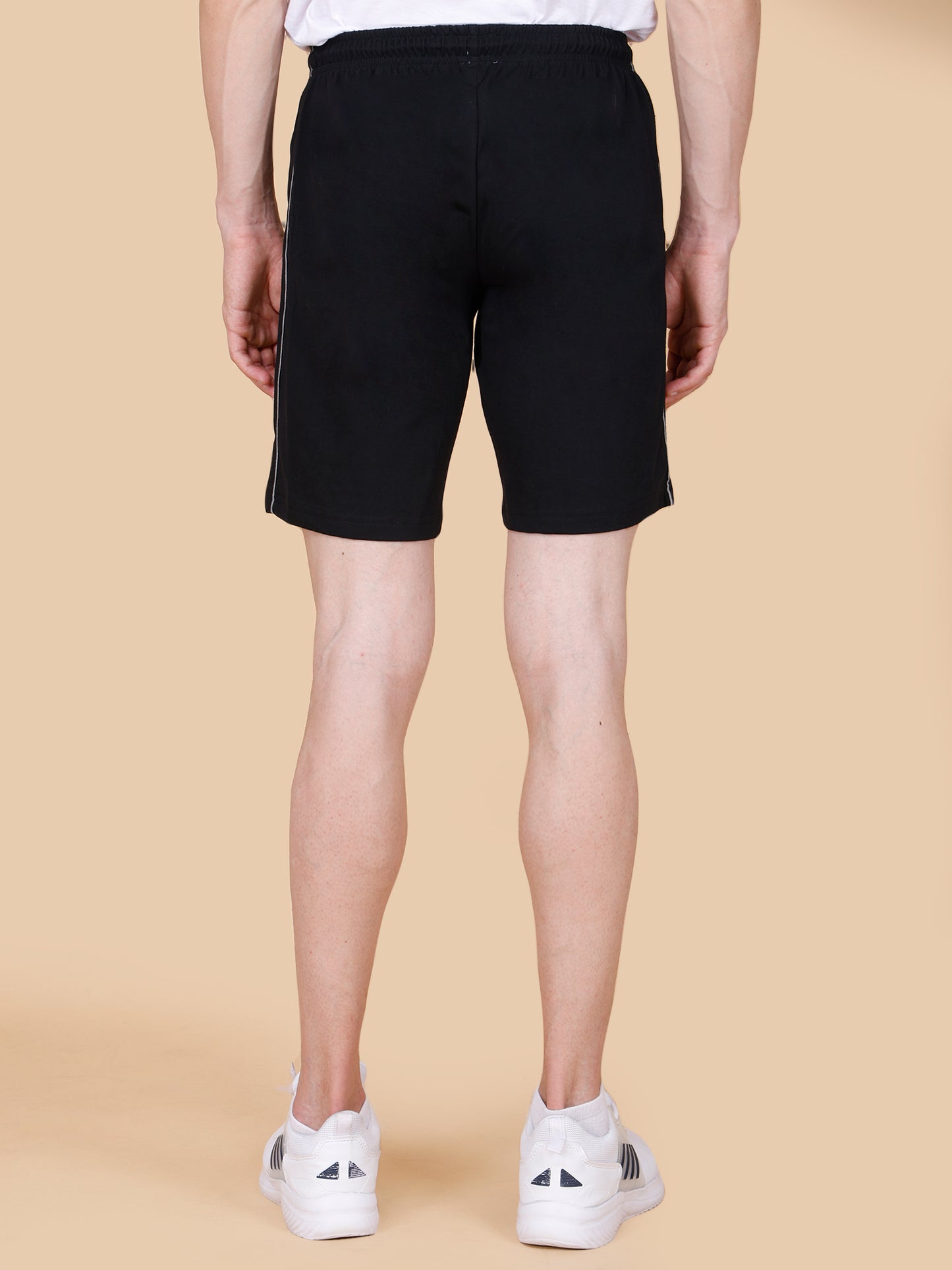 Mens Black Shorts with Contrast Pipping and HD Print