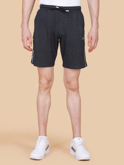 Mens Charcoal Shorts with Contrast Pipping and HD Print