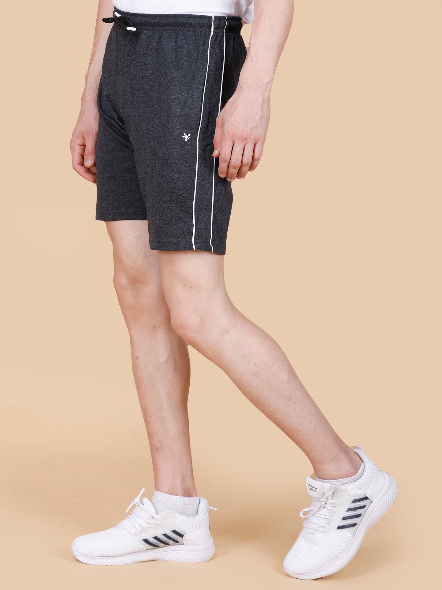 Mens Charcoal Shorts with Contrast Pipping and HD Print