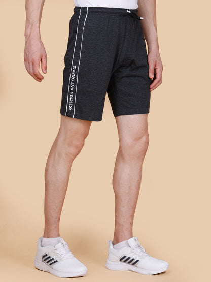 Mens Charcoal Shorts with Contrast Pipping and HD Print