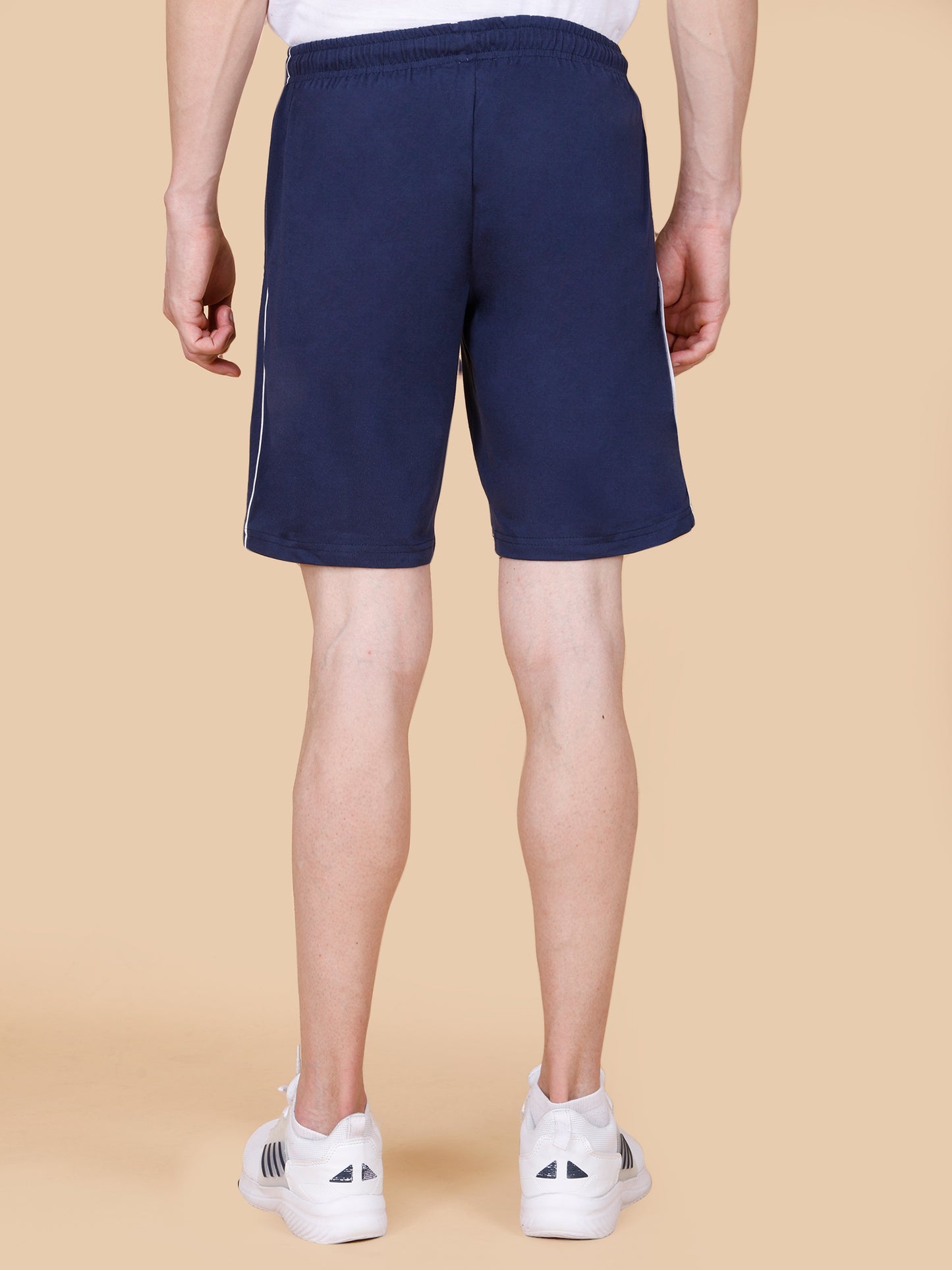 Mens Navy Shorts with Contrast Pipping and HD Print