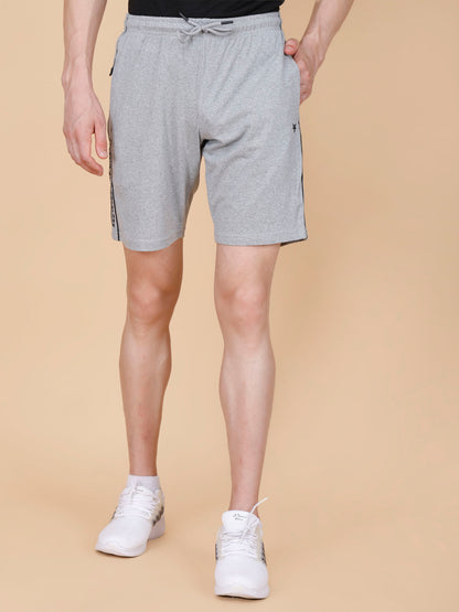 Mens Grey Shorts with Contrast Pipping and HD Print