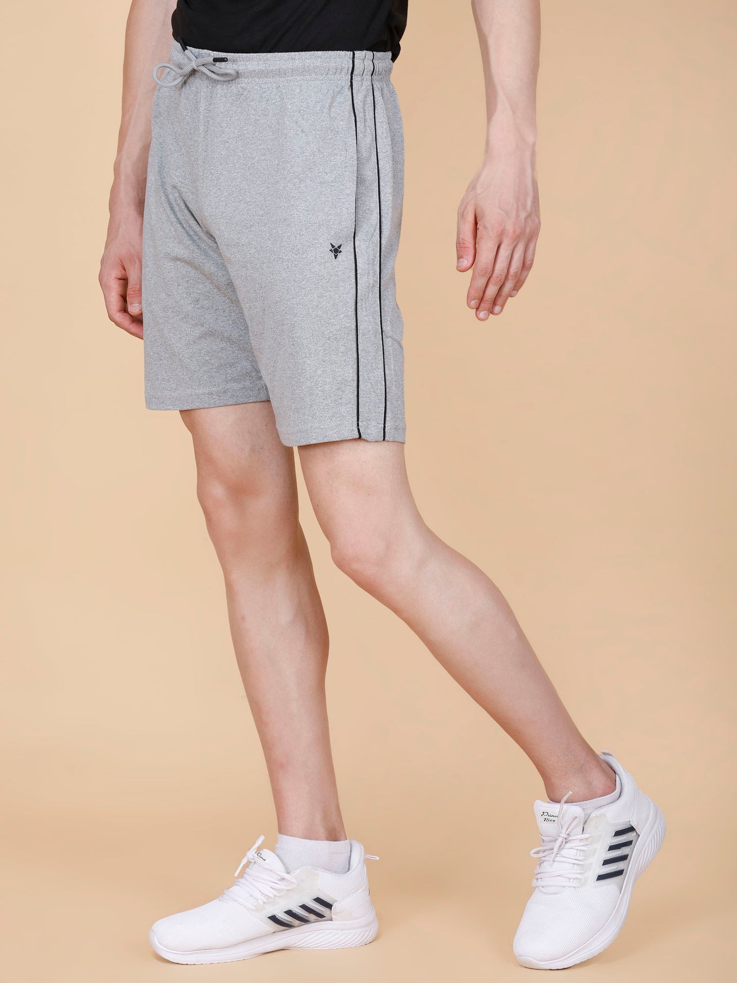 Mens Grey Shorts with Contrast Pipping and HD Print