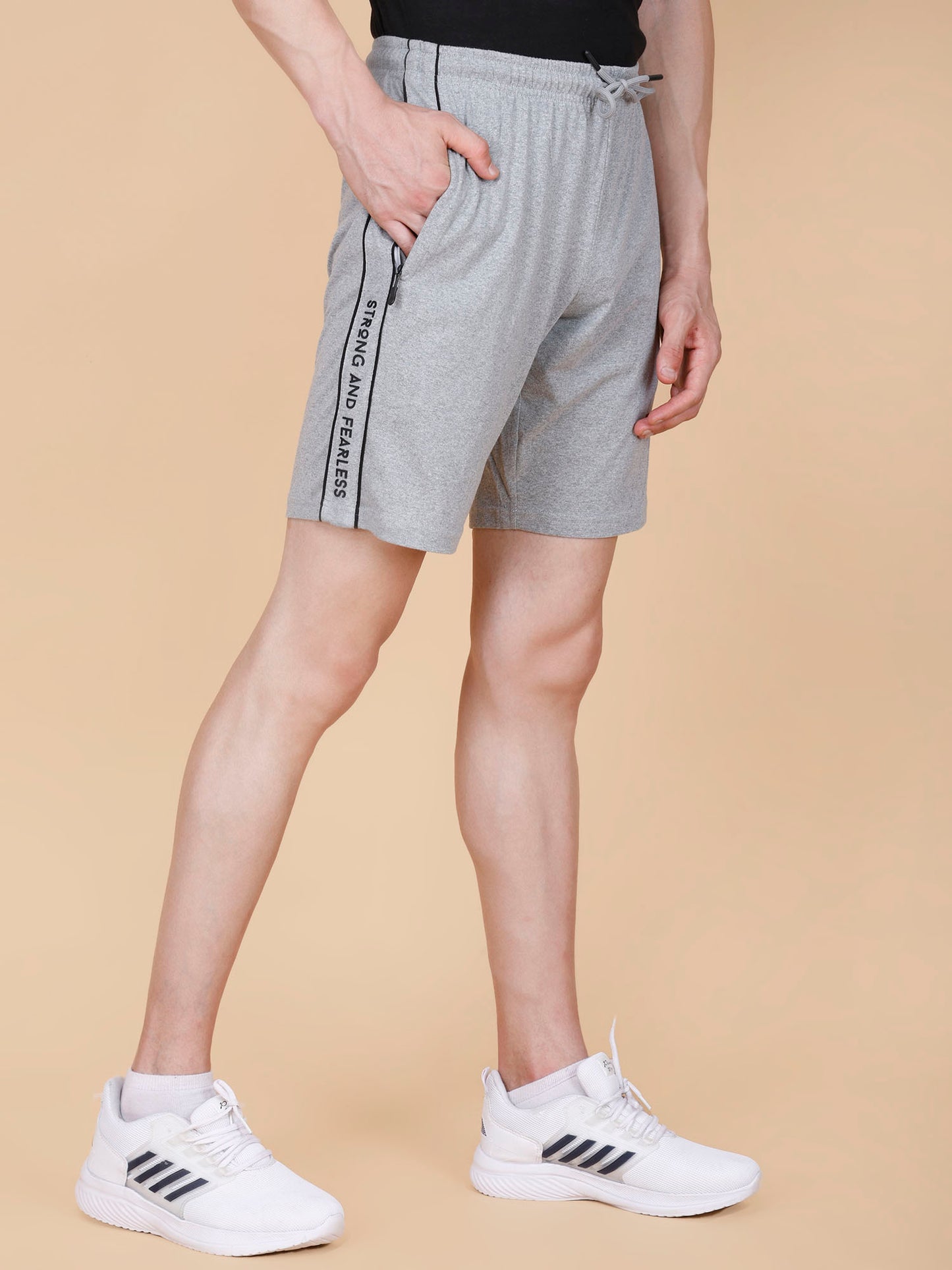 Mens Grey Shorts with Contrast Pipping and HD Print