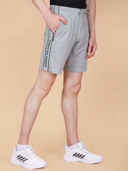 Mens Grey Shorts with Contrast Pipping and HD Print