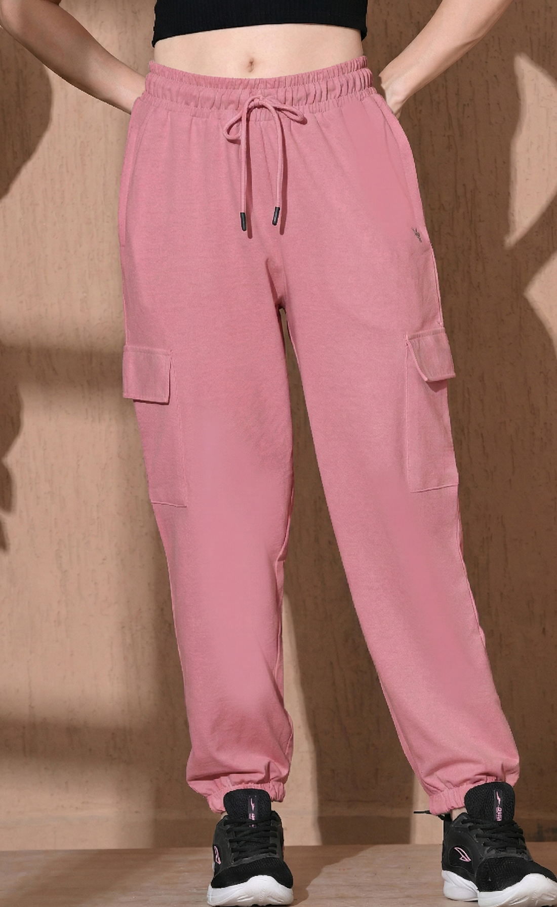 Women Cotton Mid-Rise Joggers - Onion