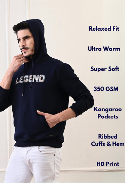 Navy Blue Heavy Fleece Hoodie Relaxed Fit