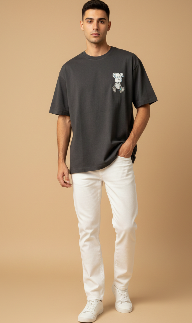 Mens Oversized T-Shirt Print  (Teddy)