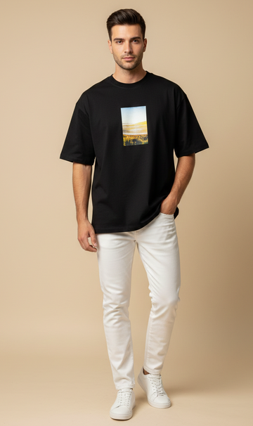 Mens Oversized T-Shirt Print  (Flower)