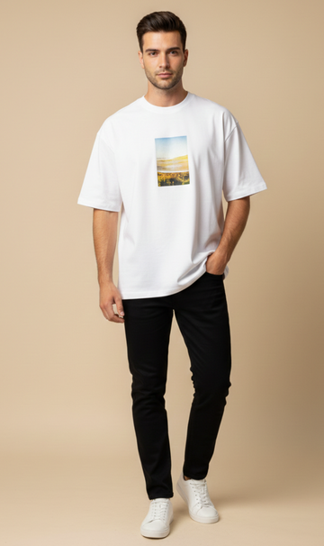 Mens Oversized T-Shirt Print  (Flower)