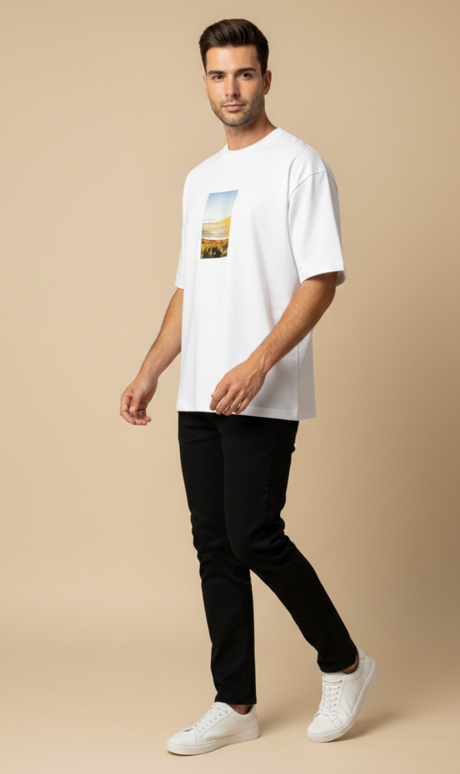 Mens Oversized T-Shirt Print  (Flower)