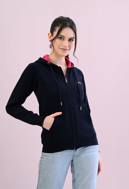 Millenium Blue Hooded Sweatshirt with Zipper Closure