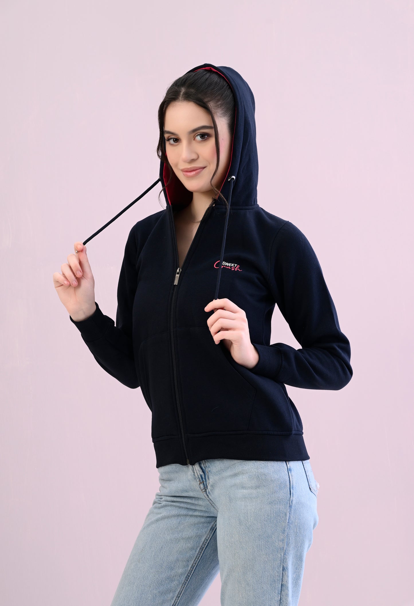 Millenium Blue Hooded Sweatshirt with Zipper Closure