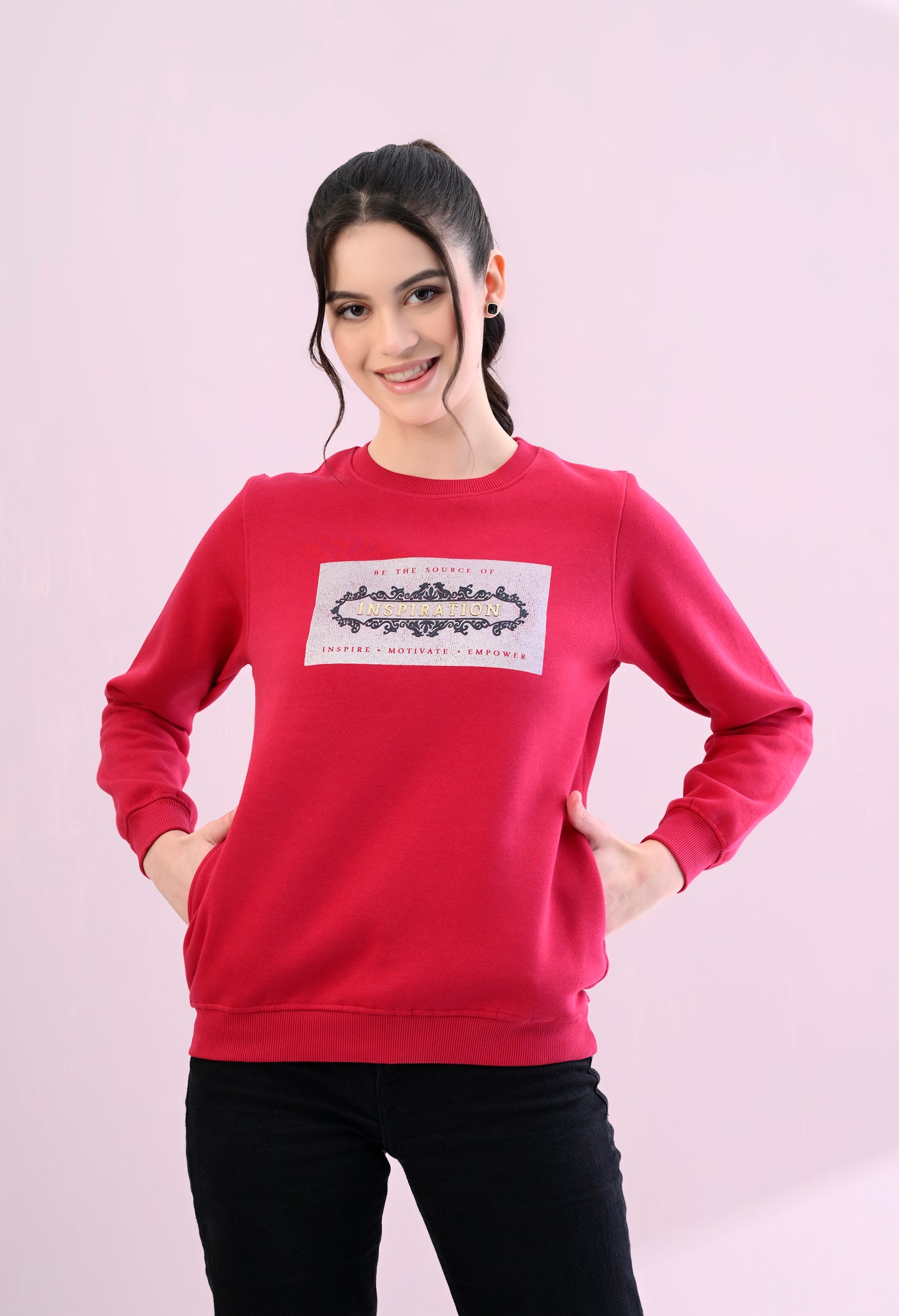 Barbie Pink Printed Fleece Sweatshirt