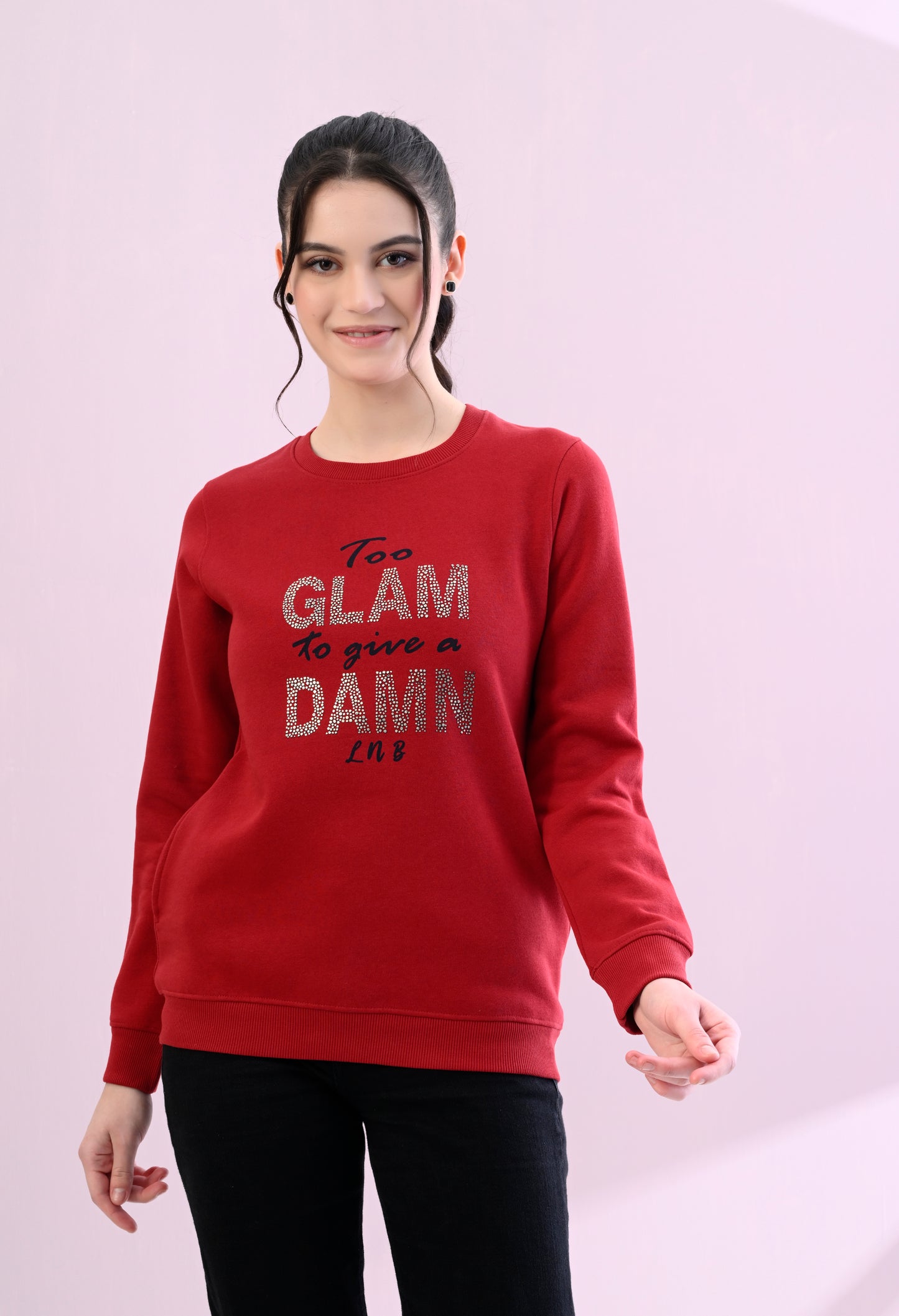 Cherry Red Printed Fleece Sweatshirt