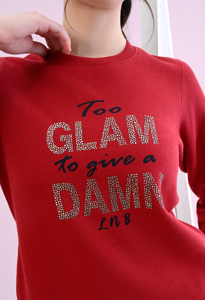 Cherry Red Printed Fleece Sweatshirt