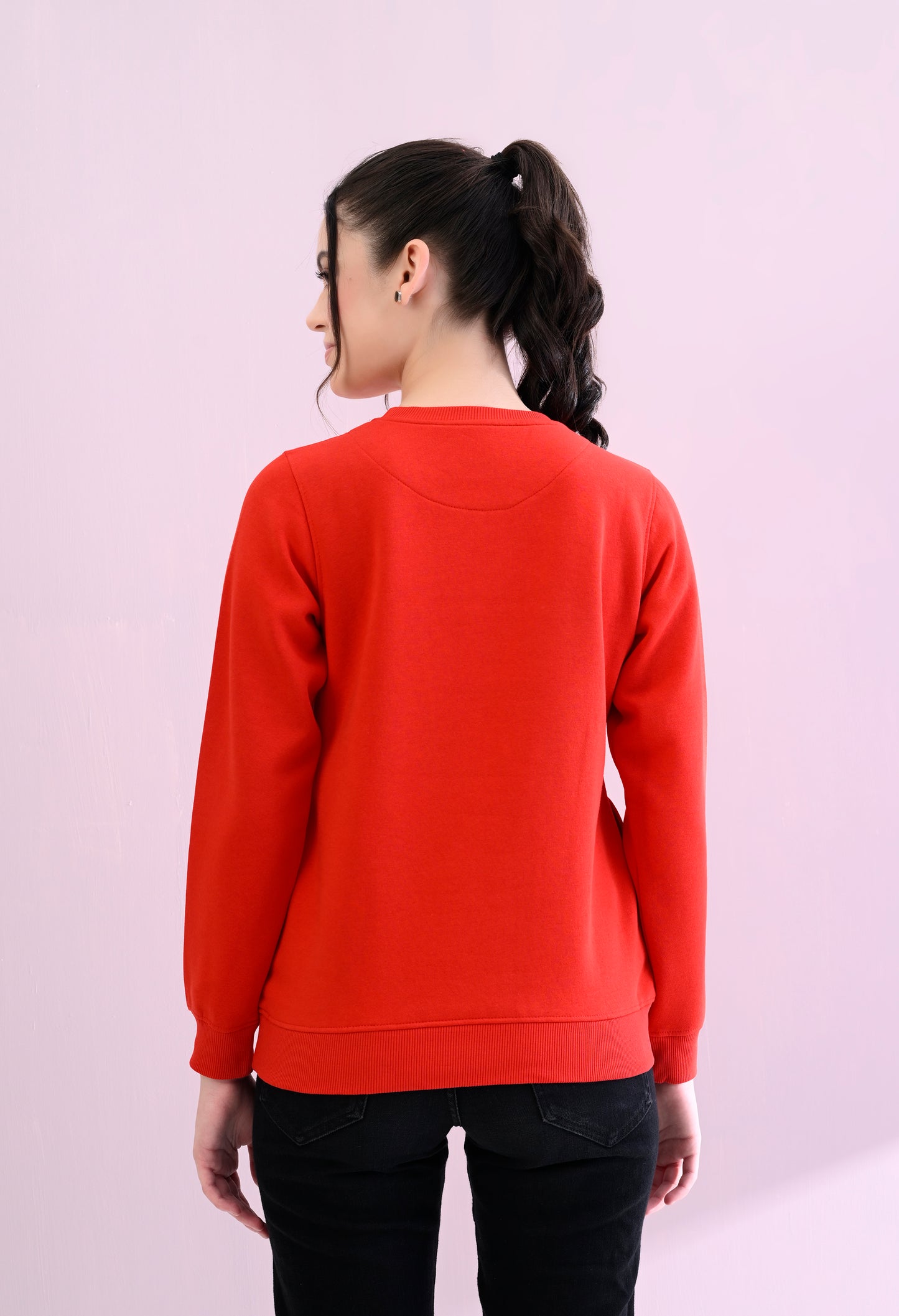 Christmas Red Printed Fleece Sweatshirt