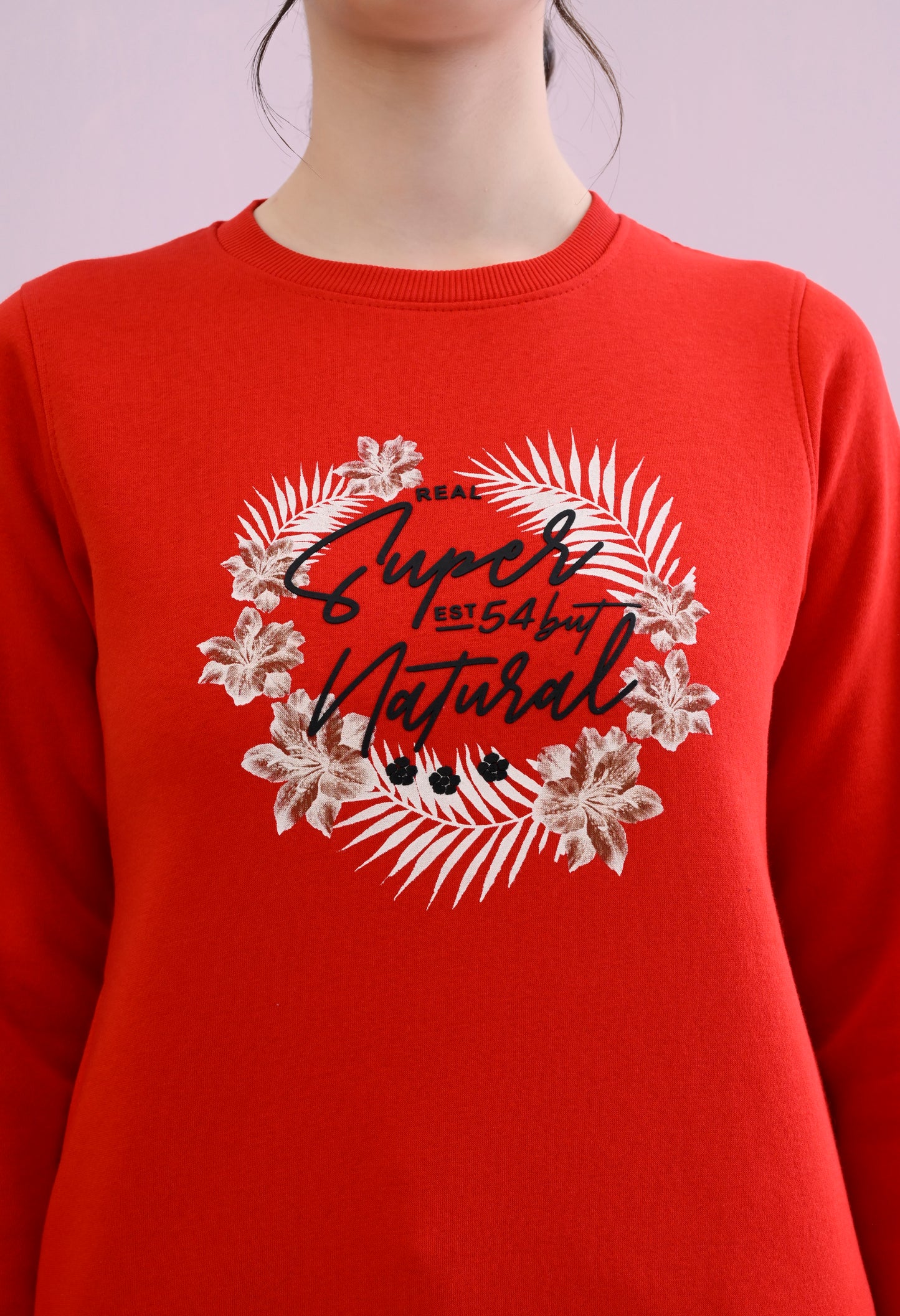 Christmas Red Printed Fleece Sweatshirt