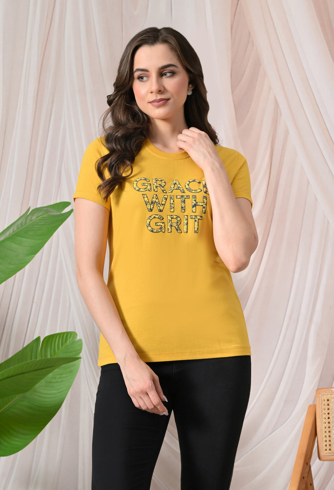 Women's Slim Fit 100% Cotton T-Shirt with  Print - Mustrad