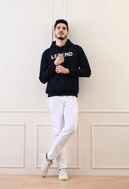 Navy Blue Heavy Fleece Hoodie Relaxed Fit