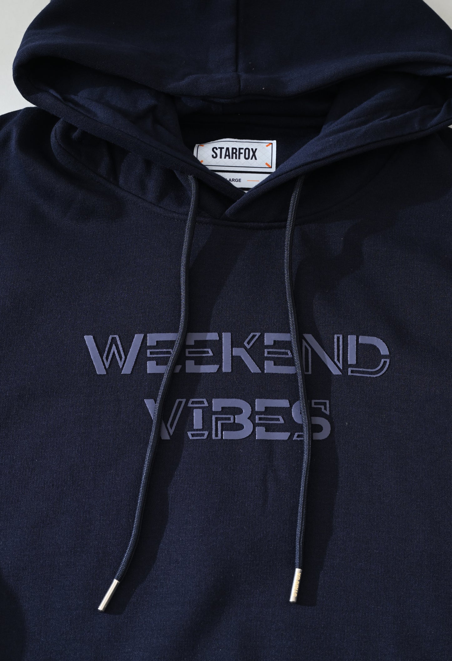 Navy Blue Printed Fleece Hoodie