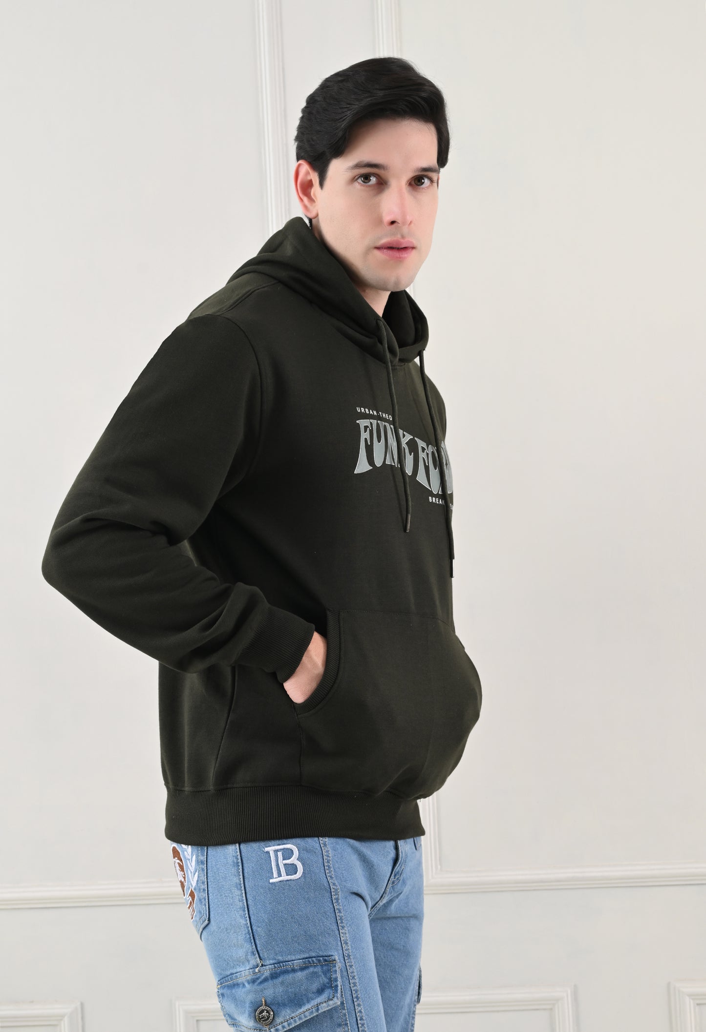 Myrtle Green Printed Fleece Hoodie