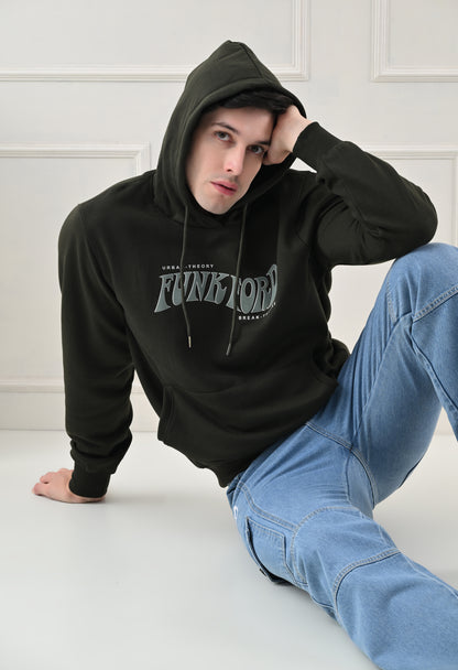 Myrtle Green Printed Fleece Hoodie