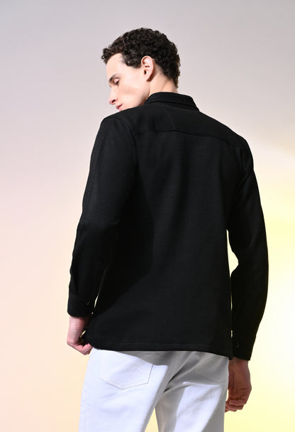 Raven Black Wool Blend Knit Jacket