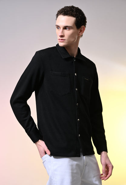 Raven Black Wool Blend Knit Jacket