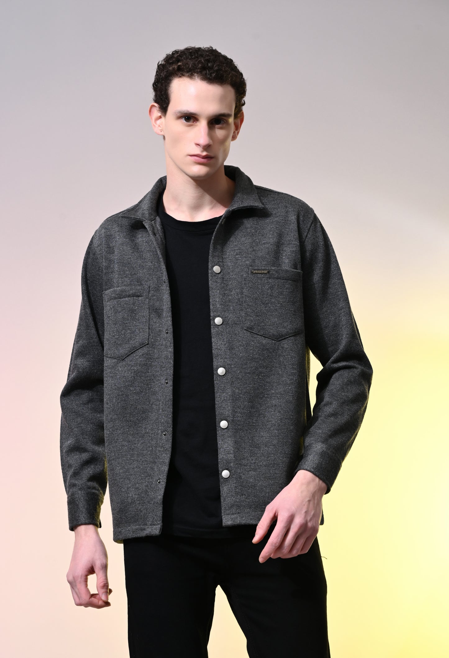 Charcoal Grey Wool Blend Knit Jacket