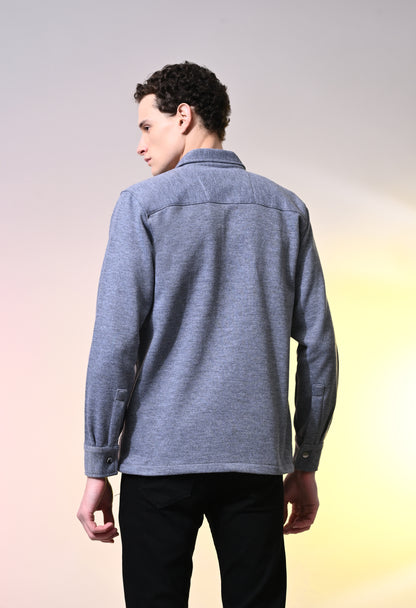 Heather Grey Wool Blend Knit Jacket