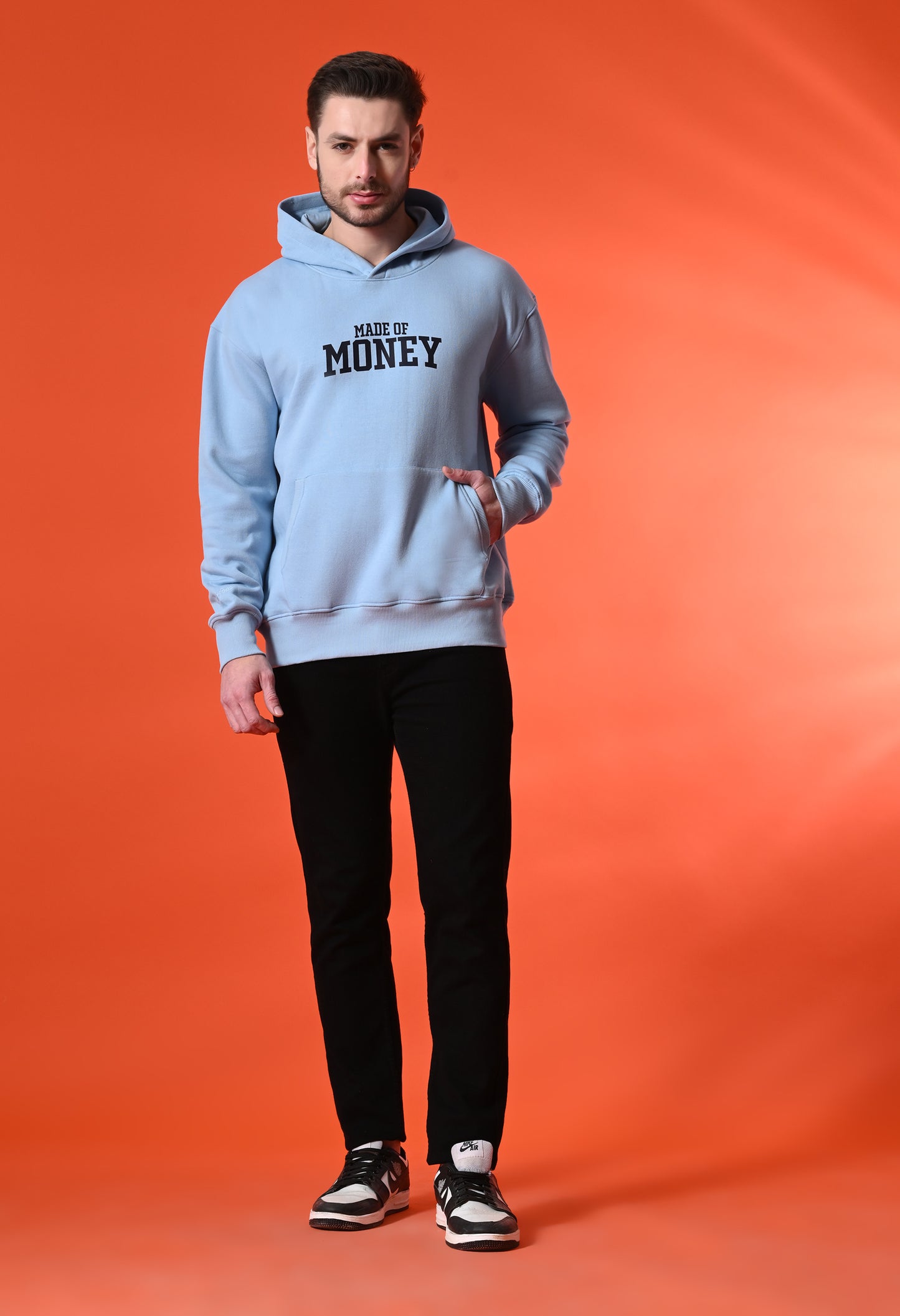 Columbian Blue Oversized Heavy Fleece Hooded Sweatshirt