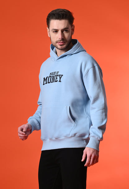 Columbian Blue Oversized Heavy Fleece Hooded Sweatshirt