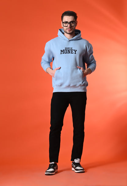 Columbian Blue Oversized Heavy Fleece Hooded Sweatshirt