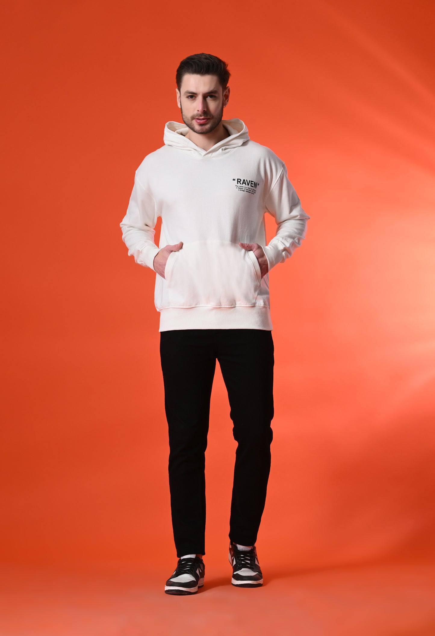 Ivory White Oversized Fleece Hooded Sweatshirt