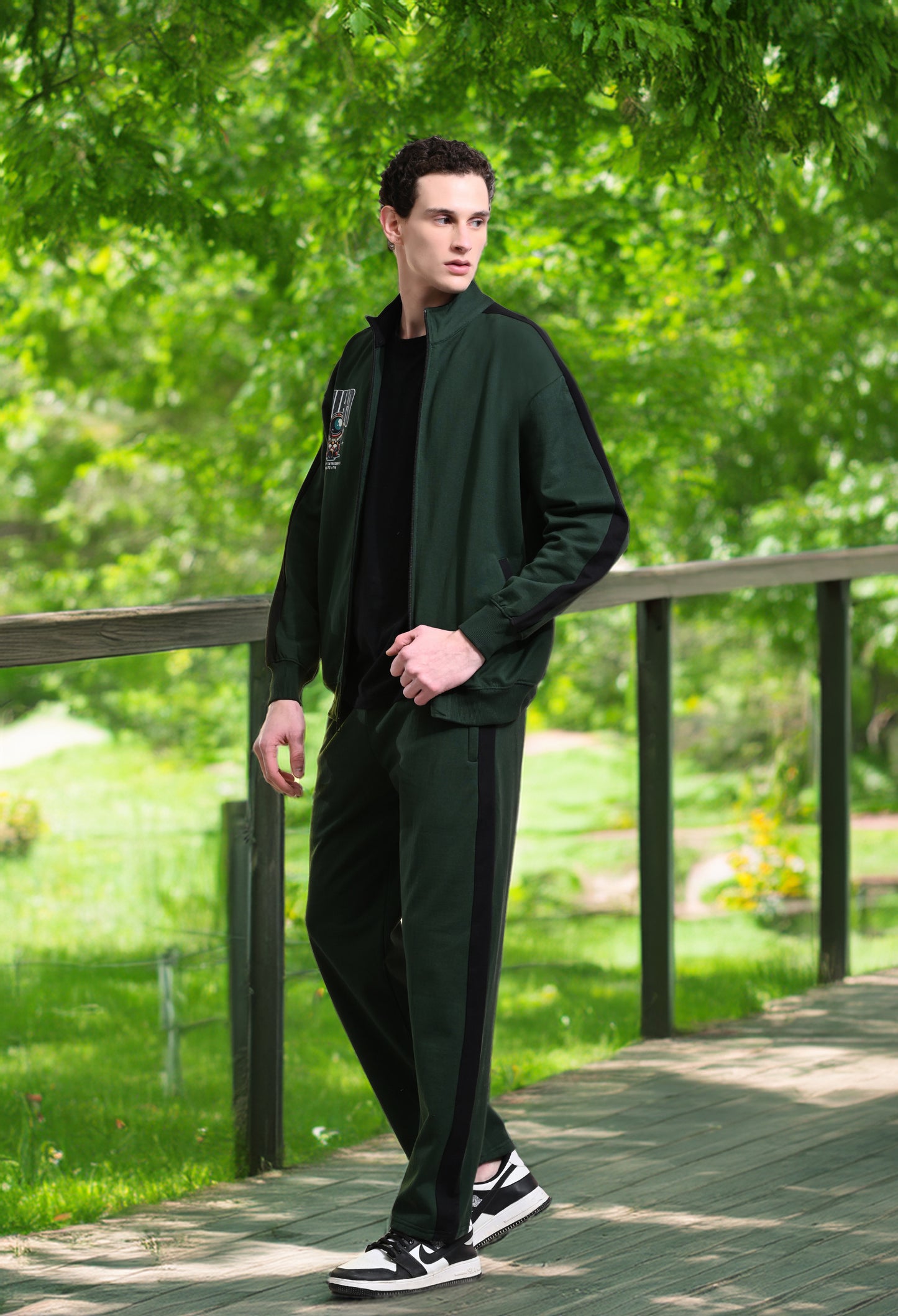 British Green Oversized Fleece Co-ord Set for Winters