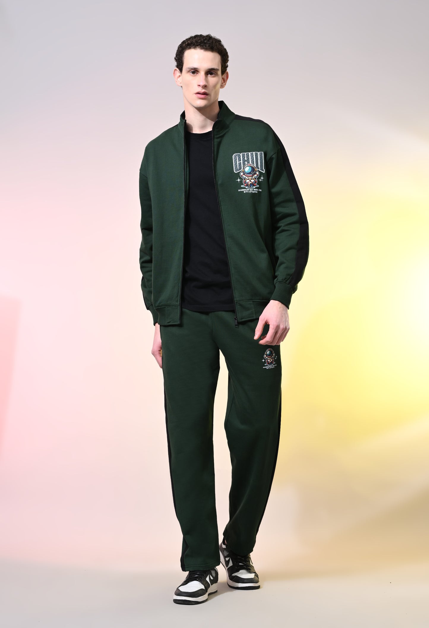 British Green Oversized Fleece Co-ord Set for Winters