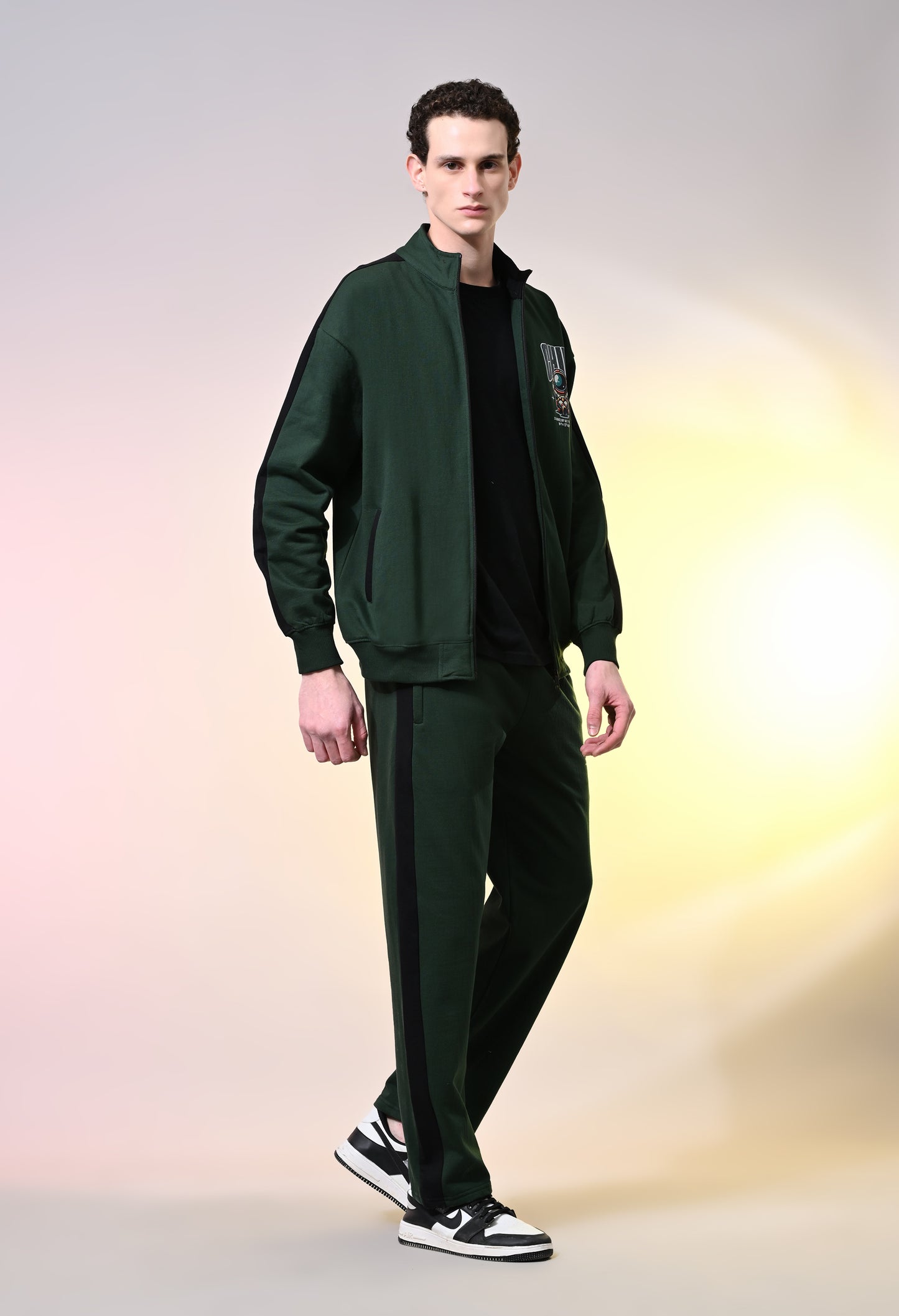 British Green Oversized Fleece Co-ord Set for Winters