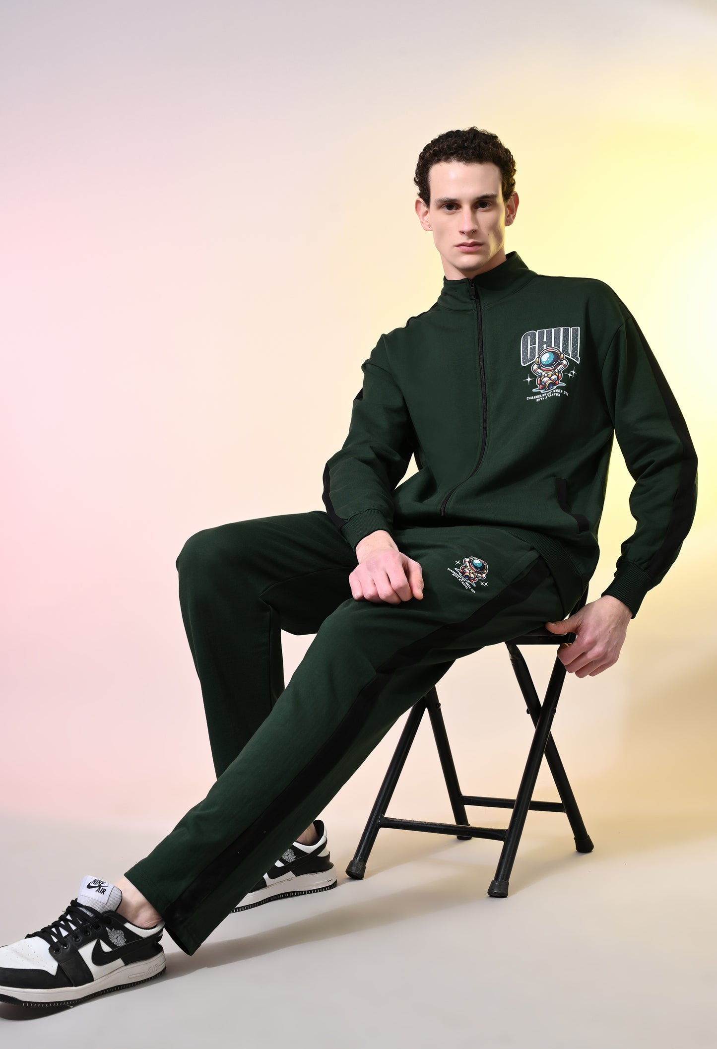 British Green Oversized Fleece Co-ord Set for Winters