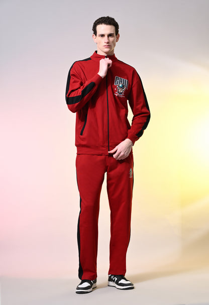 Crimson Red Oversized Fleece Co-ord Set for Winters