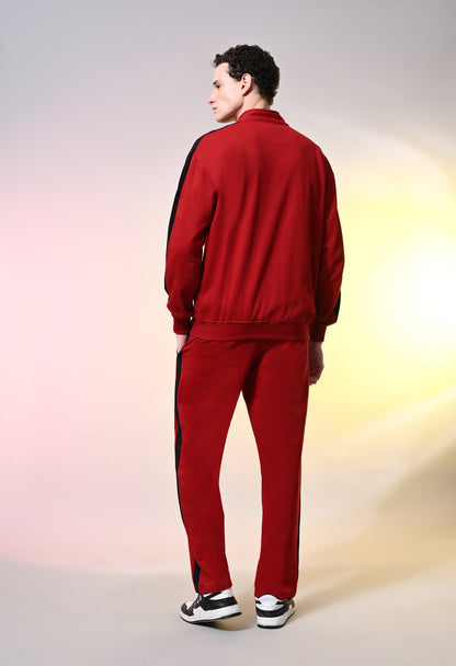 Crimson Red Oversized Fleece Co-ord Set for Winters