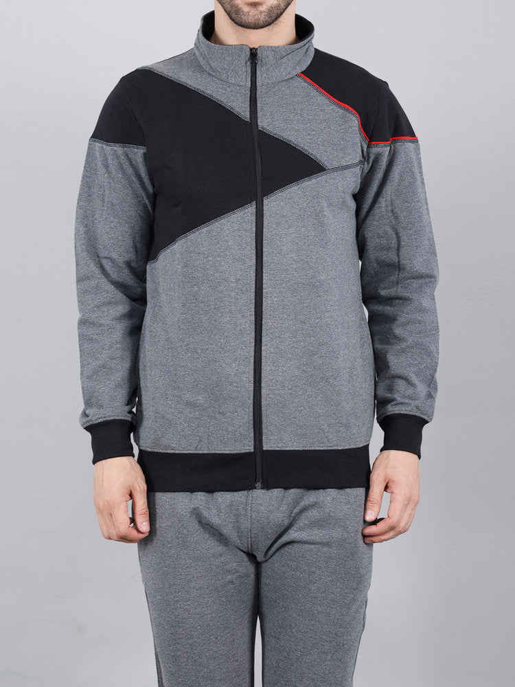 Mens Fleece Colorblock Co-ord Set For Winter