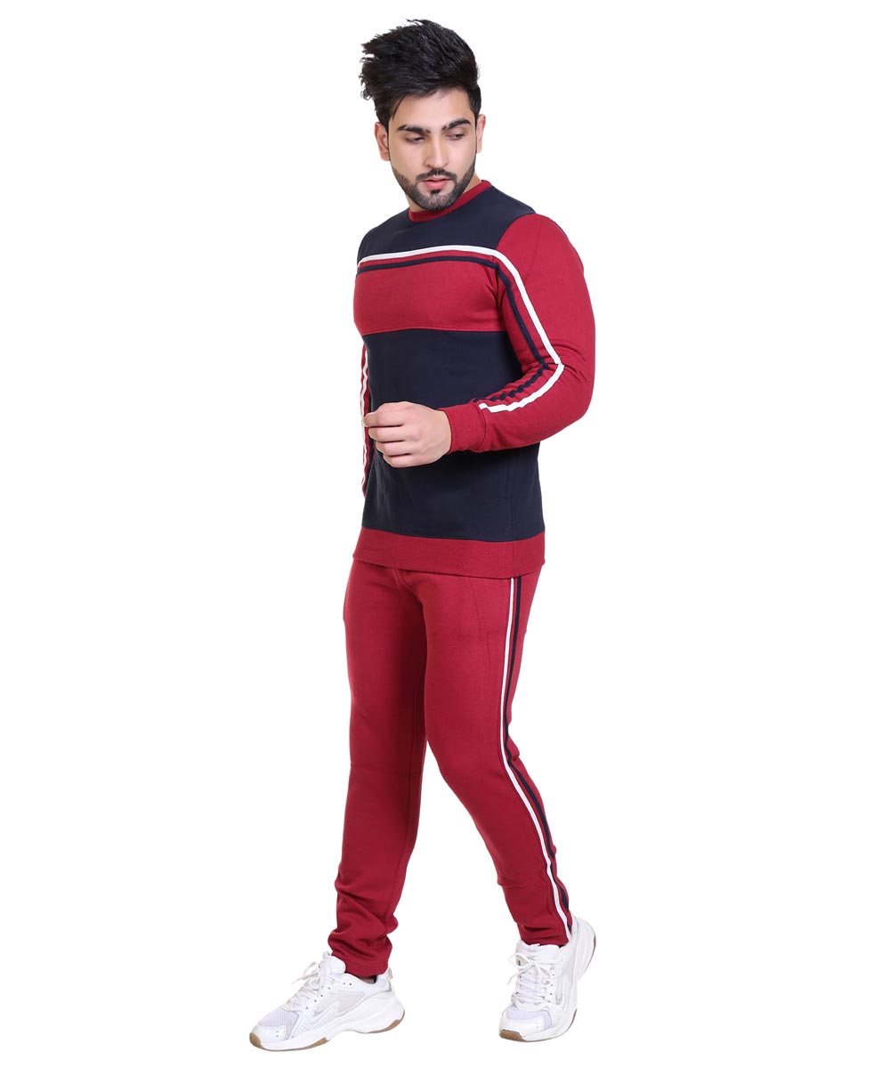 Mens Fleece Colorblock Co-ord Set For Winter