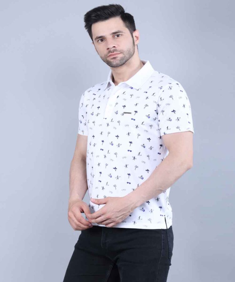 Tropical All Over Printed Pique Polo T-shirt