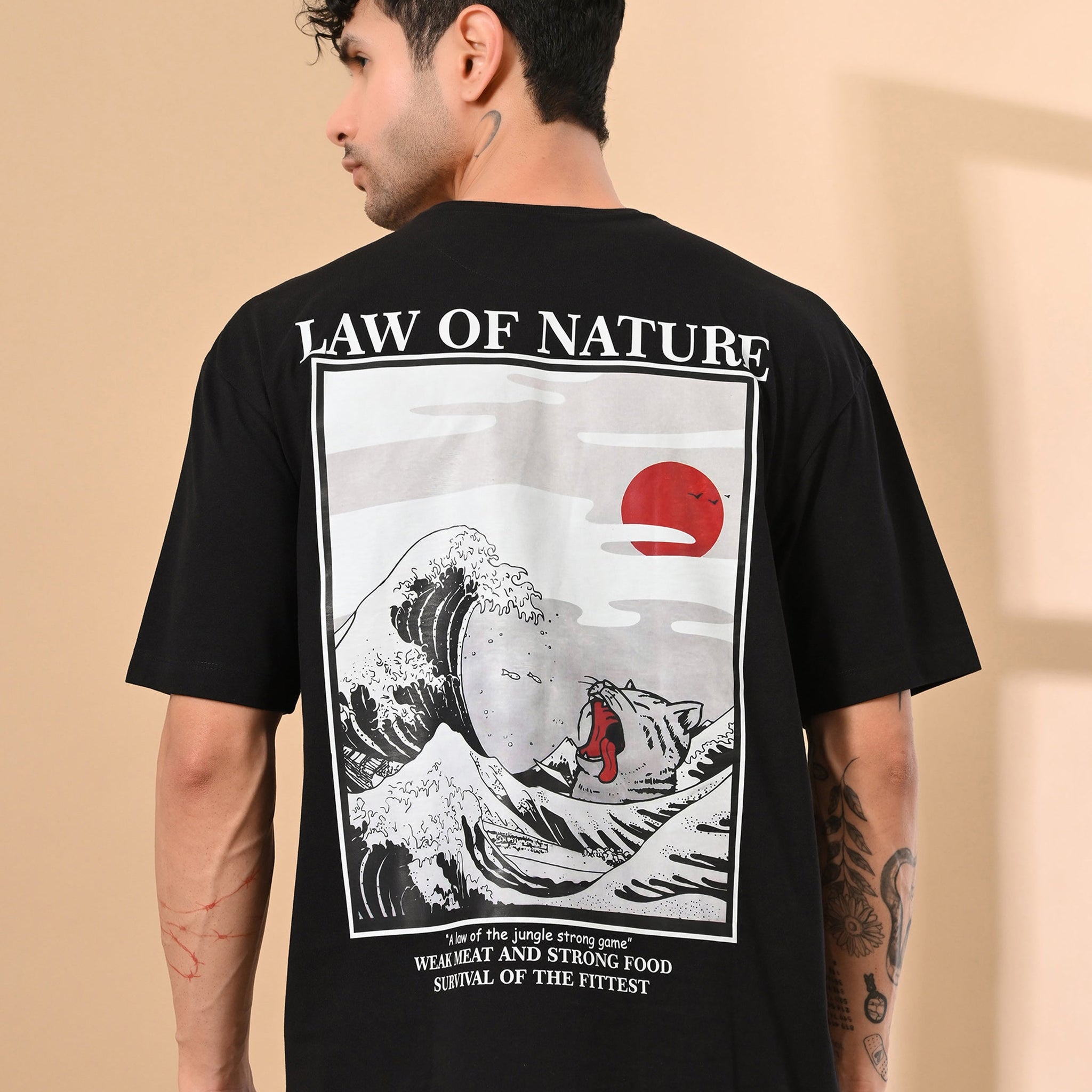 LAW OF NATURE PRINTED OVERSIZED T-SHIRT