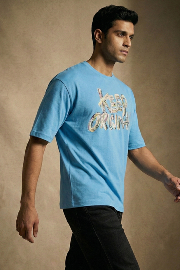 Men,s Oversized Black Print T-Shirt (Keep Original)