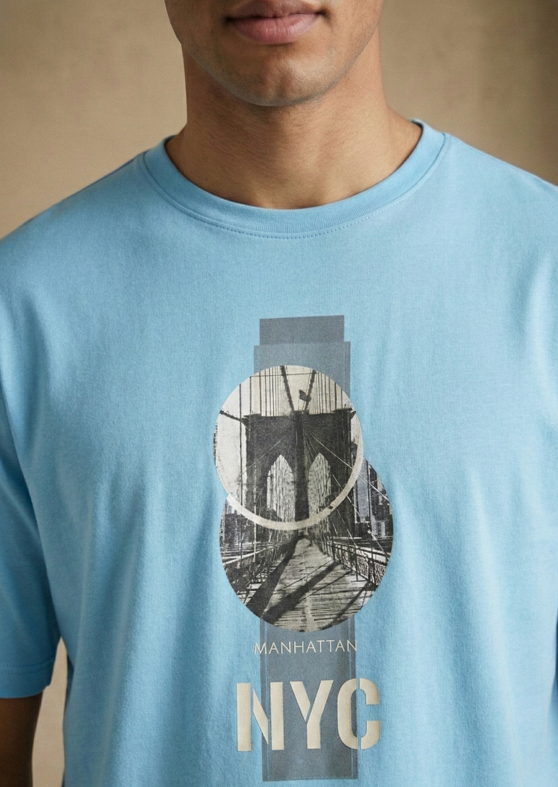 Men,s Oversized Black Hd Print T-Shirt (NYC)